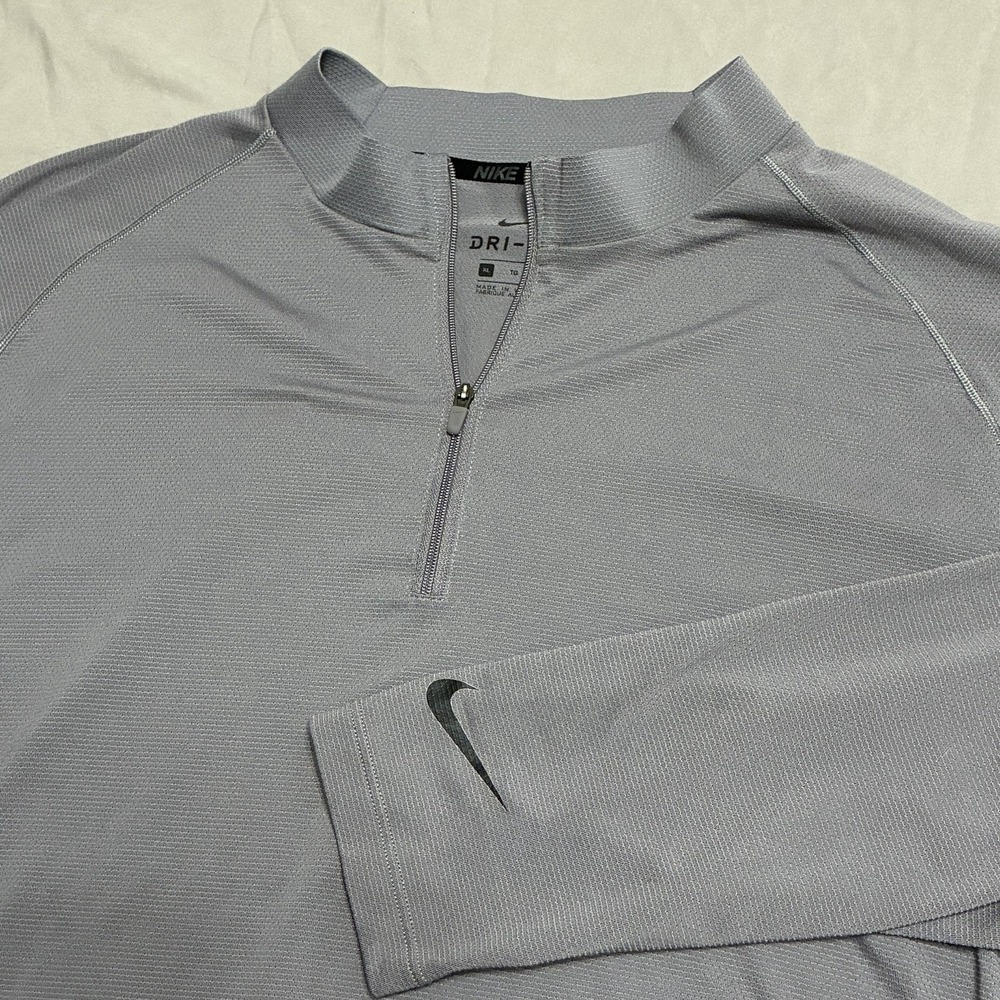 Nike Mens XL Dri-FIT 1/4 Zip Running Shirt Long Sleeve Gray Pullover Arm Pocket